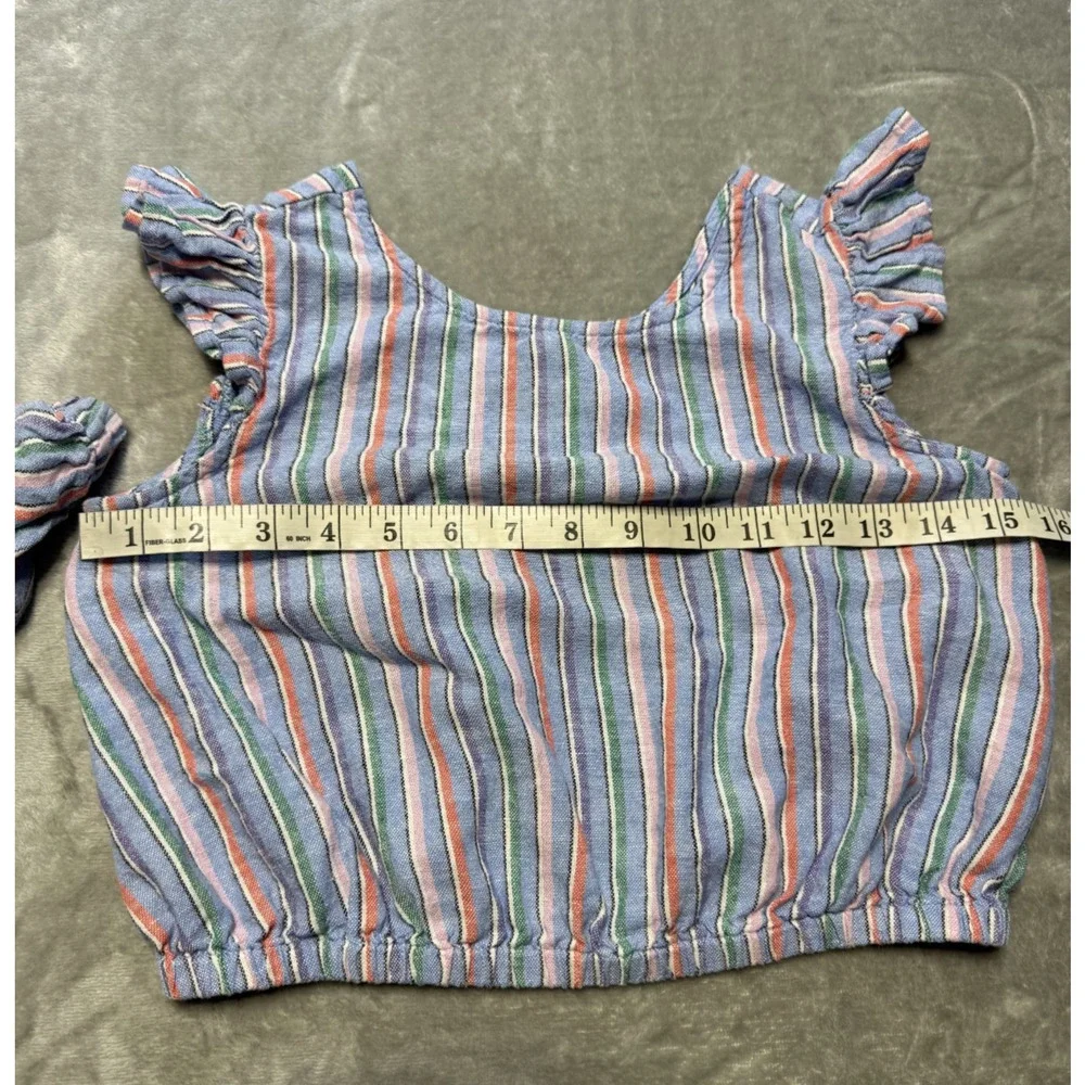 GAP‎ Kids Blue Stripe Skirt Set XL Youth Girls Two Piece Crop Top Outfit Linen